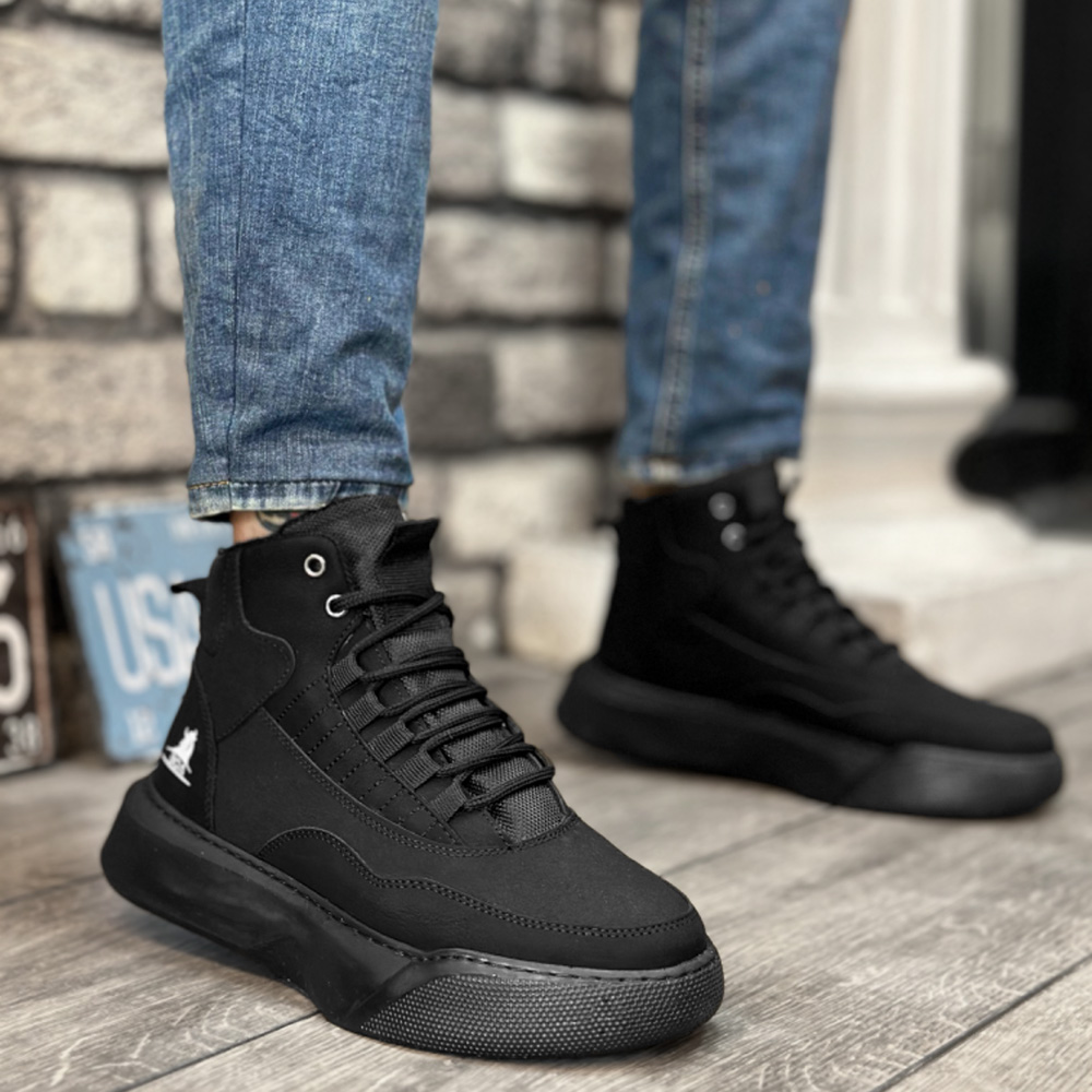 mens all black high top sneakers